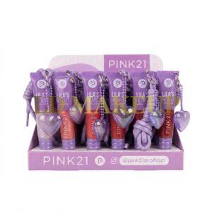 LIP GLOSS LILA HEART CHARM CORAZON TORNASOL PINK21 C7073